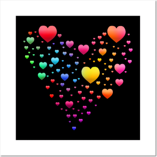 Multicolored Rainbow Heart Bubbles Posters and Art